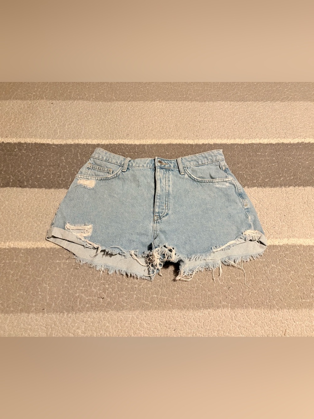 Forever 21 Premium Woman’s Size: 30 Light Blue Button Up Distressed Denim Shorts